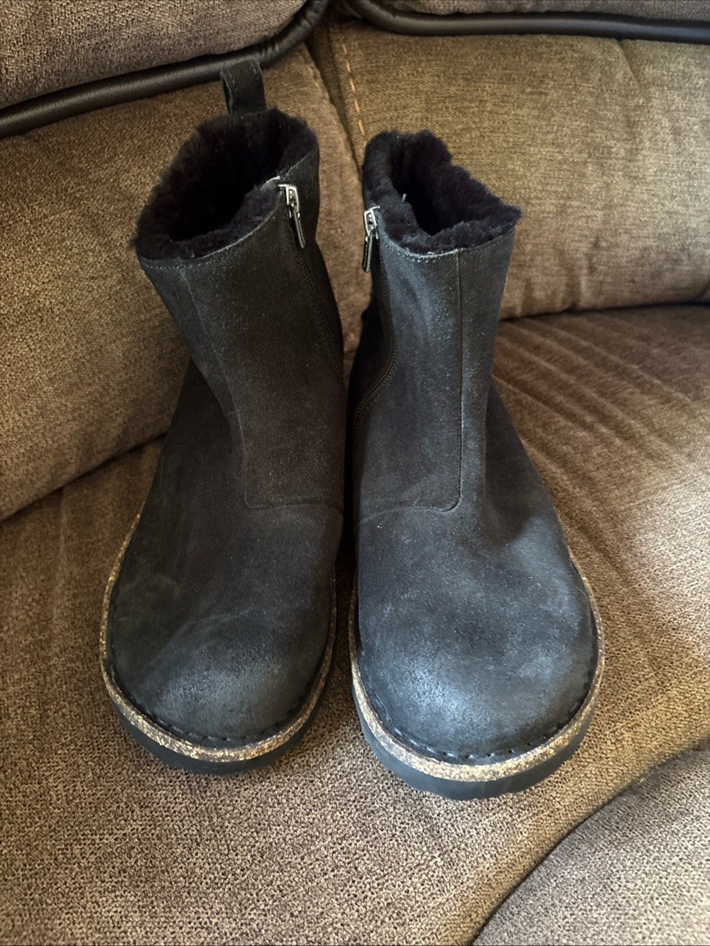 Birkenstock Melrose  Shearling Suede Side Zip Boots Black 41 Wmns 10 Mens 8 - Picture 2 of 7
